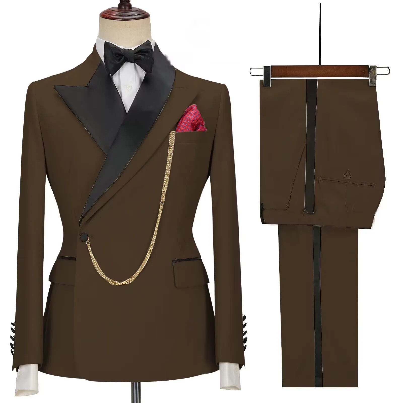 New Solid Men's Suits Peak Lapel Slim Fit Casual Suits Wedding Business Dress Set Groom Tuxedos Terno Masculino (Blazer+Pants) voguable