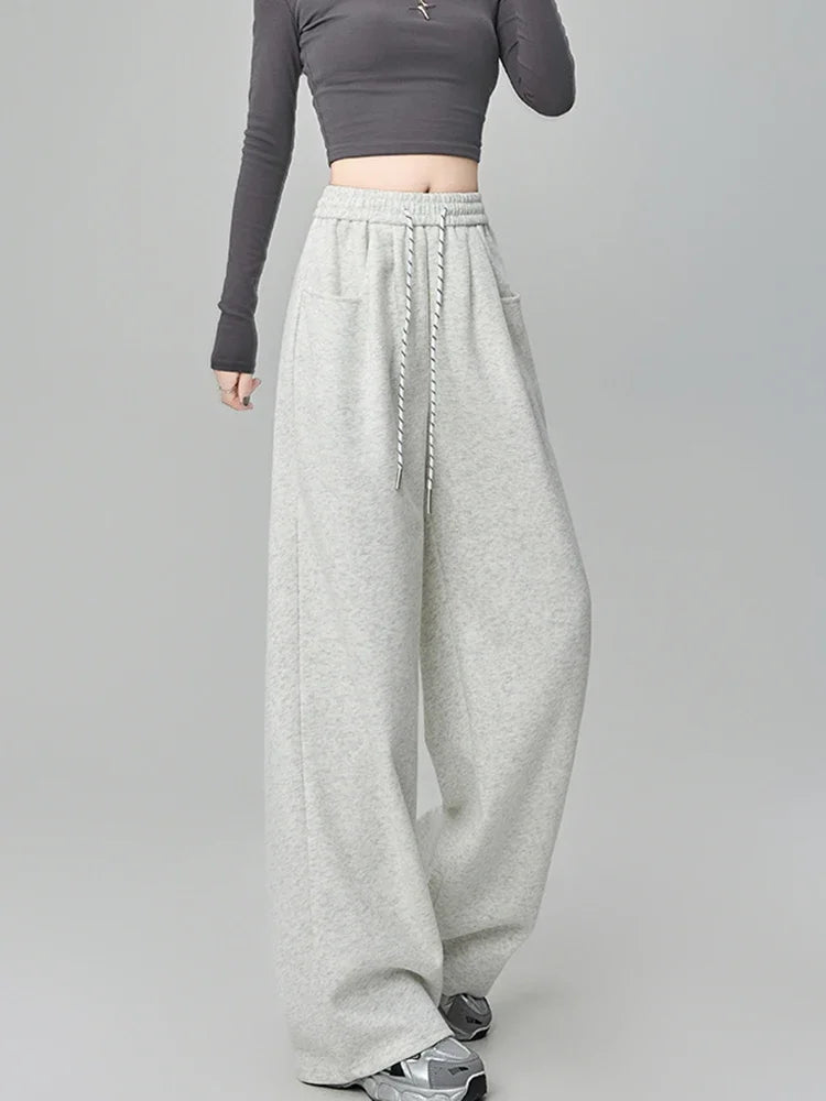 Streetwear Y2K Sweatpants Women Vintage High Waist Loose Straight Trousers American Harajuku Bf Fall Hip Hop Pockets Pants voguable