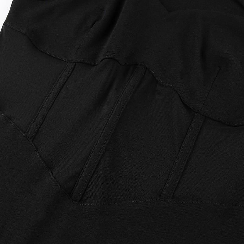 Square Neck Mesh Patchwork See-through Dress mysite