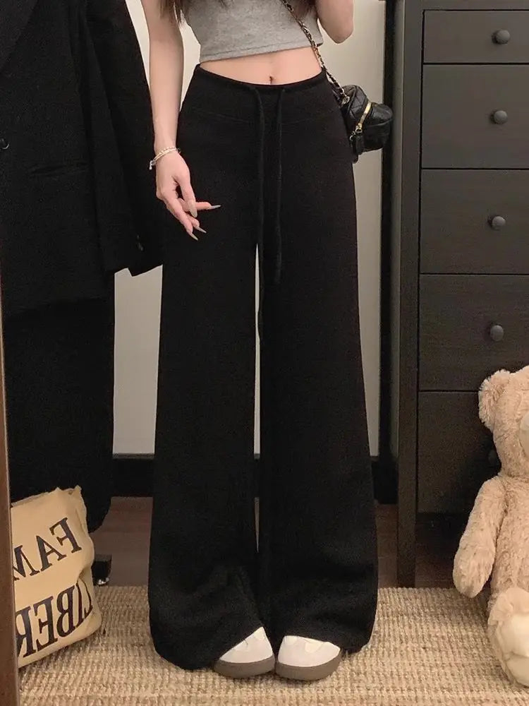 Voguable  Y2K Flared Pants Women Drawstring Casual Micro Flare Lazy Drape Floor Pants Autumn voguable