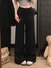 Voguable  Y2K Flared Pants Women Drawstring Casual Micro Flare Lazy Drape Floor Pants Autumn voguable