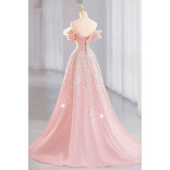 Voguable  New Dream Pink Princess Evening Dress The Bride Is Long and Slim Paillette Sexy Formal Dress Women Elegant Evening Dresses voguable