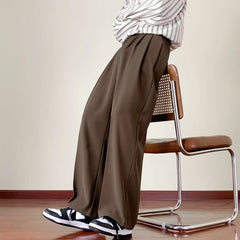 Japanese Vintage Drape Pants Men Spring Summer Korean Coffee Color Suit Pants Loose Straight Casual Pants Button Trousers S-3XL voguable