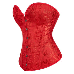 Voguable Overbust Corset Jacquard Floral Black White Pink Blue Korset Fish Boned Gothic Bustier Top Front Busk Clothing Gorset voguable