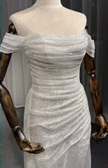 Long Dresses for Women Party Wedding Evening White Shiny Luxurious Turkish Evening Gowns Side Slit Robe Sweetheart Formal voguable