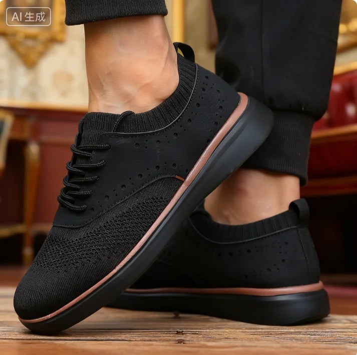 Voguable  Men's Dress Sneakers Trendy Solid Woven Knit Breathable Mesh Loafers Outdoor Soft  Non Slip Lightweight Flat Designer Shoes Men voguable