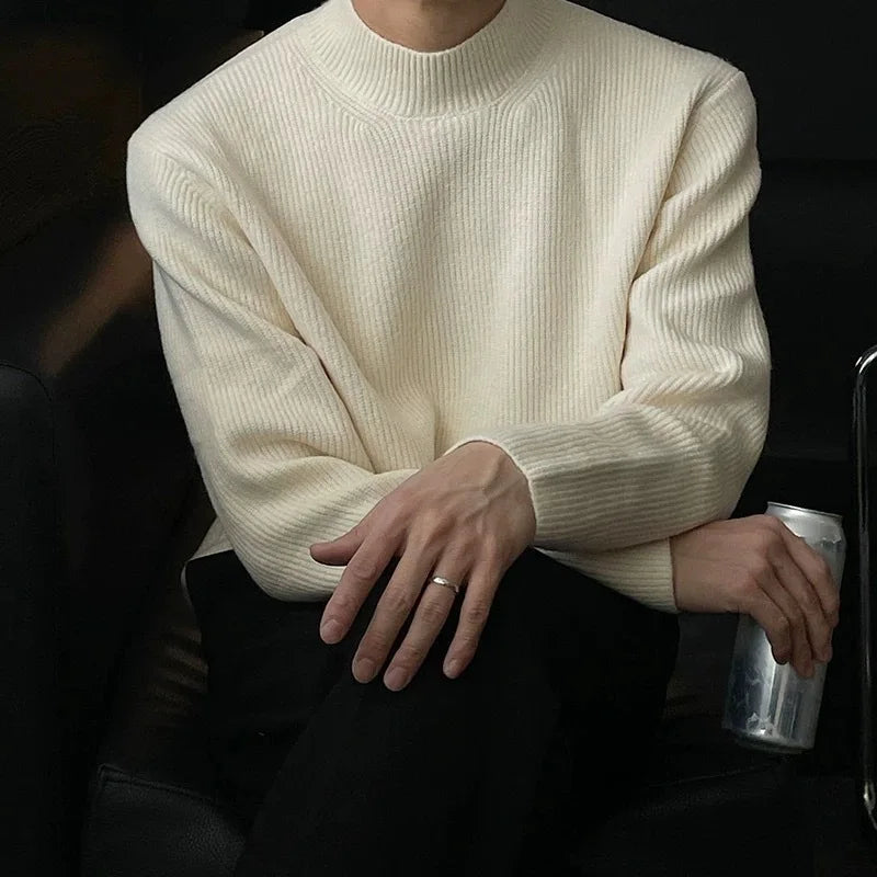 Winter Thick Sweater Men Warm Casual Stand Up Collar Sweater Men Korean Casual Thicken Long Sleeved Sweater Mens Jumper Clothes voguable