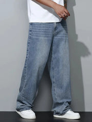 Voguable  Men's Baggy Jeans Relaxed Fit Loose Straight Leg Trousers for Casual Streetwear Daily Oversized Denim Pants voguable