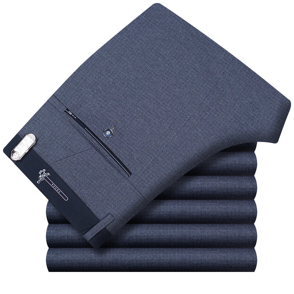 Stretch Formal DressTrousers For Men Summer Straight Classic Men's Total Freedom Relaxed Classic Fit Flat Front Pant voguable