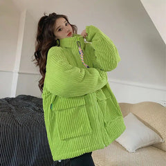 Winter Cotton Jacket Couple Corduroy Cotton Jacket New Style Work Clothes Loose Thickened Cotton Jacket Student voguable