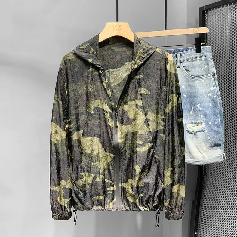 Voguable  Sunscreen Clothes for Men's in Summer New Pattern Cardigan Hooded Camouflage Thin Style Fashion All-match Outdoors Coats voguable