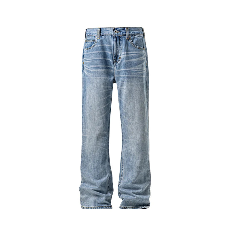 Autumn jeans Mens Classic Straight Leg Jeans Blue Washed Denim Trousers Wholesale Fall Fashion Casual Pants voguable