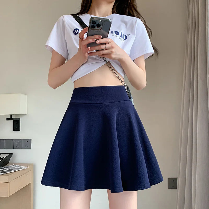 Summer Women's Skirts Fashion Sexy Mini Elastic Pleated Sun Skirts For School Girl Uniform Korean Black High Waist Tennis Skirts voguable