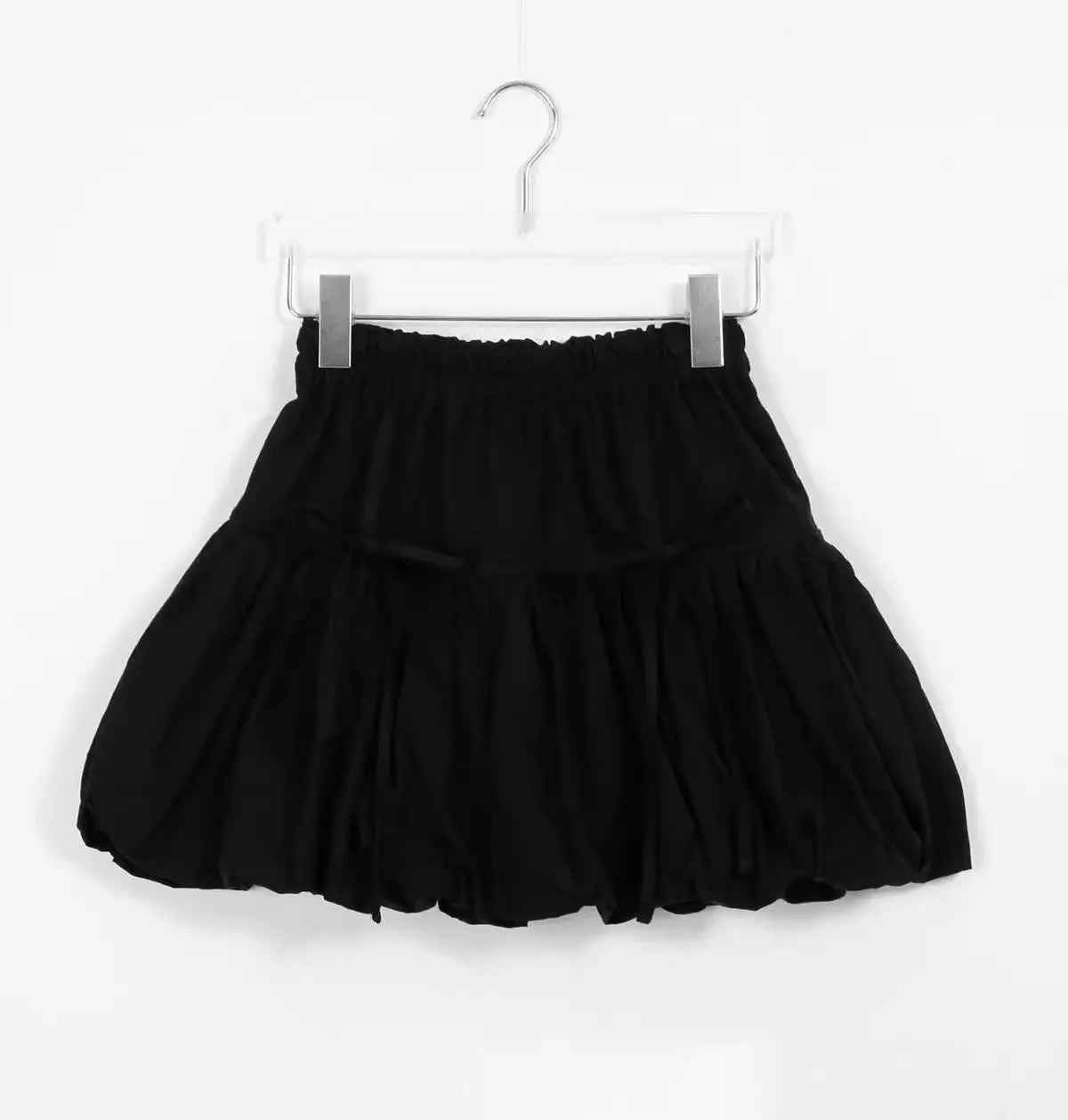 Women Y2k Bubble Mini Skirt Elastic Waist Ruffle Flare Puffy Skirt High Rise Cute Pleated Lace-up Bow Tie Lantern Short Skirt voguable