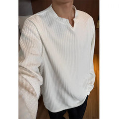 Spring Long Sleeved T-shirt Men V-neck T Shirt Men Streetwear Korean Loose Casual Pullover T Shirt Mens Top Large Size 5XL voguable