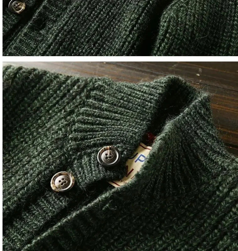 American High-end Knit Cardigan Men's Stand Collar Sweater Cardigan Korean 2025 New Spring Autumn New Sweater Button Jacket Chic voguable