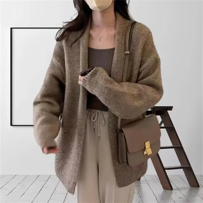 Oversized Open Front Knit Cardigan for Women Comfy Sweater Coat Female Open-front Duster Cardi Casual Chic Autumn Winter Outfit voguable