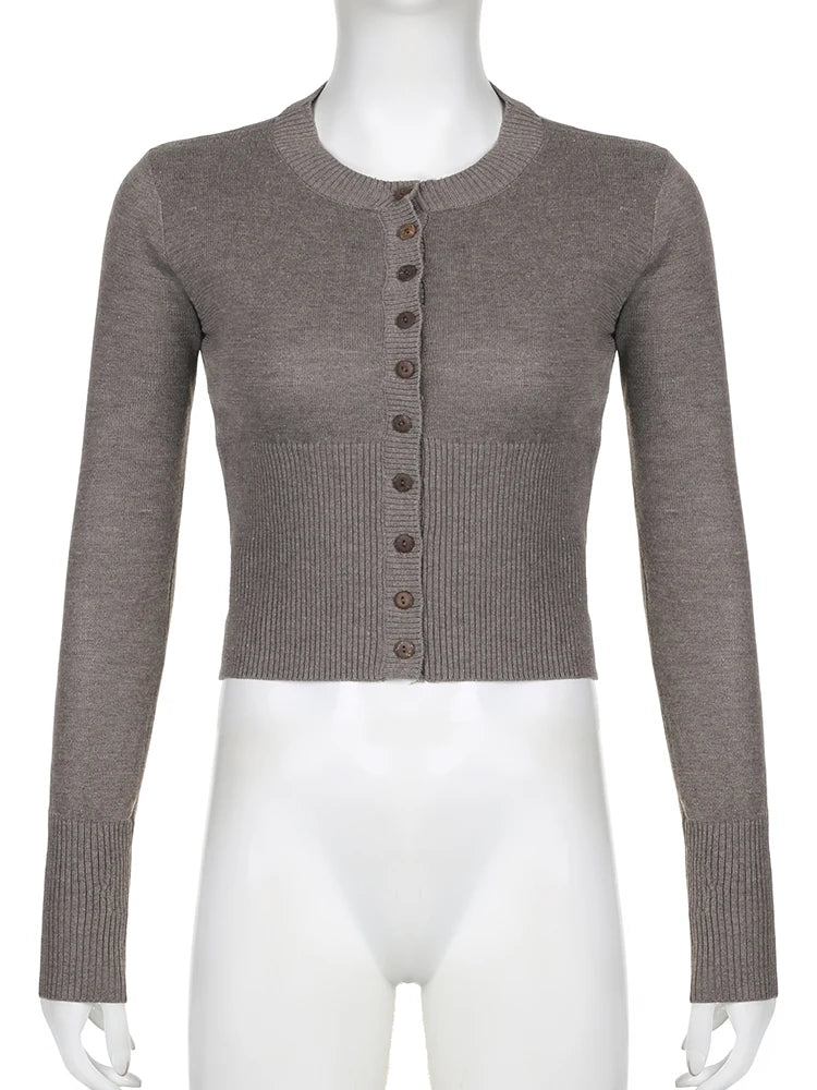 Voguable Autumn Sweater Cardigan Women Knitted Single-breasted Crew Neck Sweaters Coat Female Casual Knitwear Korean New voguable
