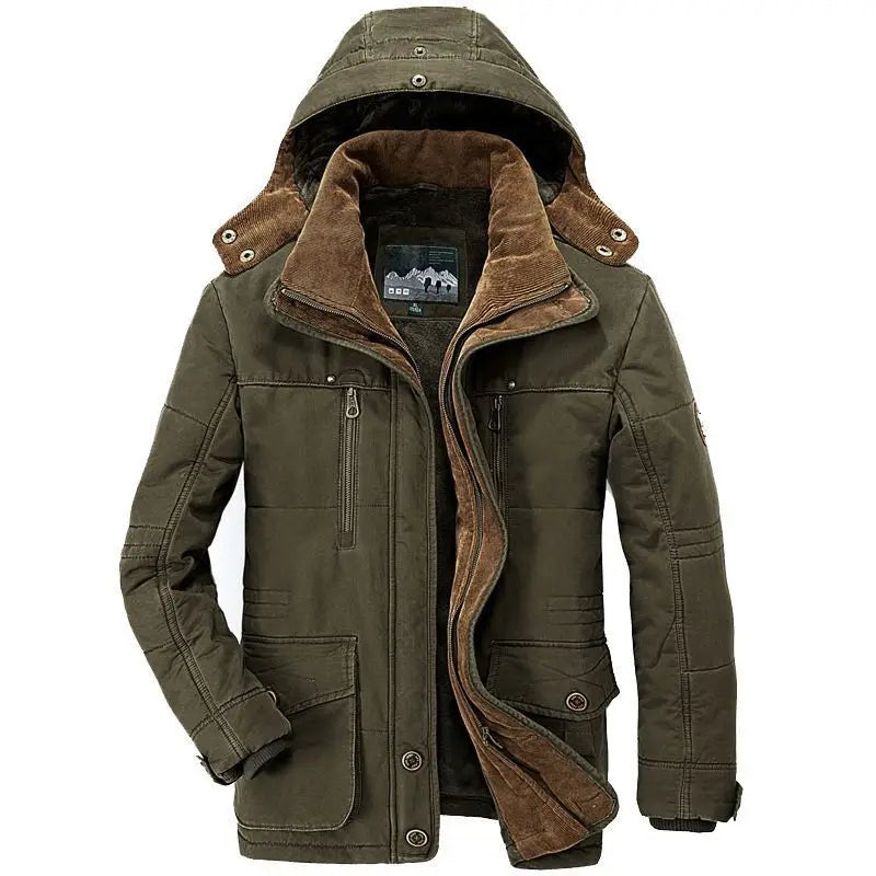 Men Outdoor Jacket Men New Hat Windbreakers Parka Waterproof Fleece Hooded Men's Coats Men's Leisure Velvet Thick Warm Coat voguable