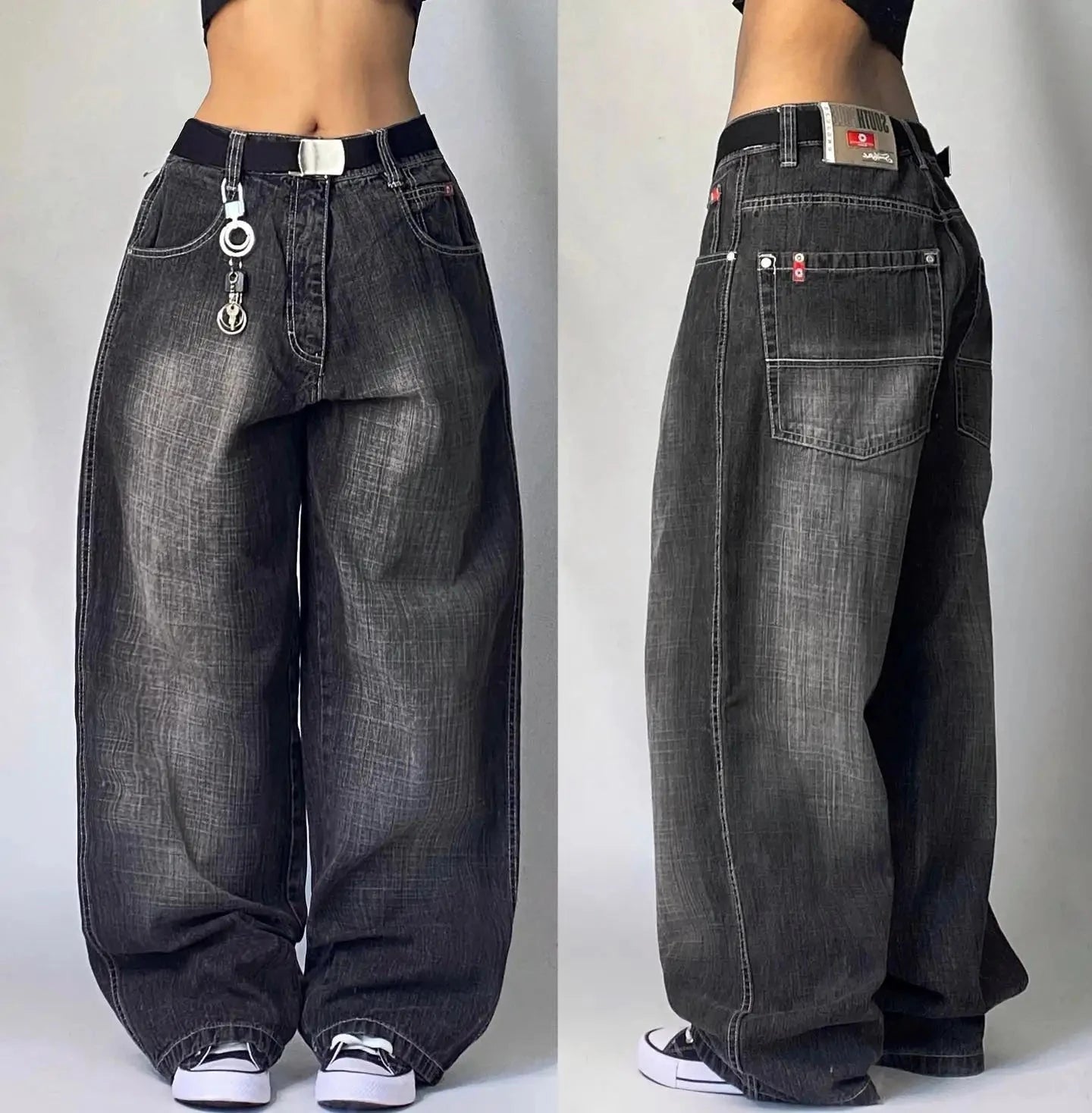 Y2K New Fashion Washed Multi-pocket Old Baggy Tooling Jeans Men Vintage Hip-hop Straight Casual Punk High Waist Wide Leg Pants voguable