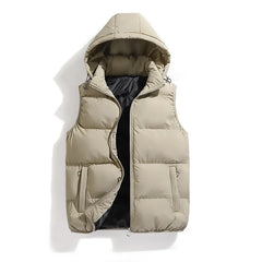 Autumn Winter Men's Vest Jacket Waterproof Warm Sleeveless Vests Men Jacket Fashion Hooded Casual Vest Mens Thicken Waistcoat voguable