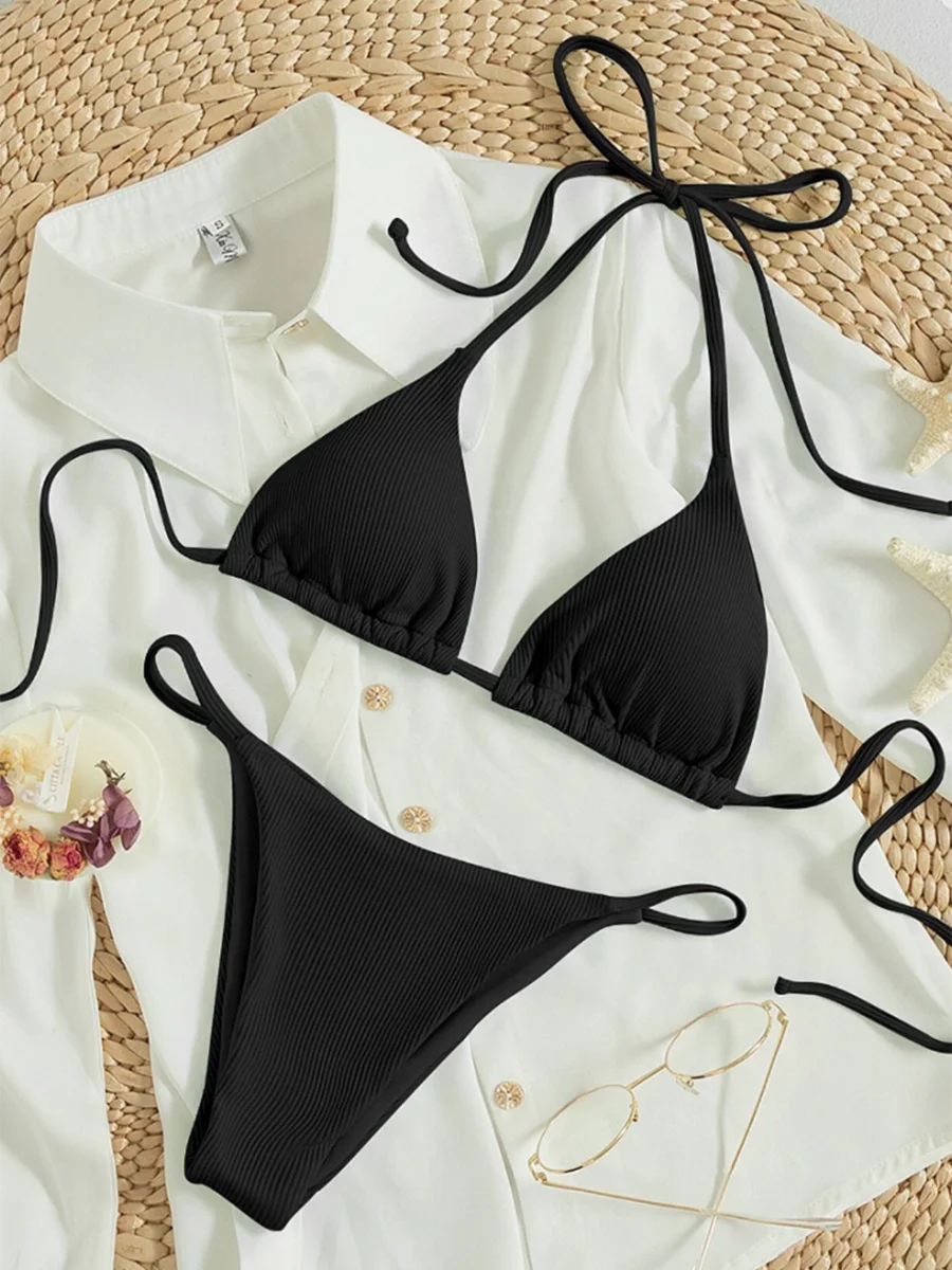 Voguable  String Thong Bikinis Women Sexy Triangle Swimsuit Brazil Tong Swimwear Female Padded Bathing Swimming Suit Beachwear Summer voguable