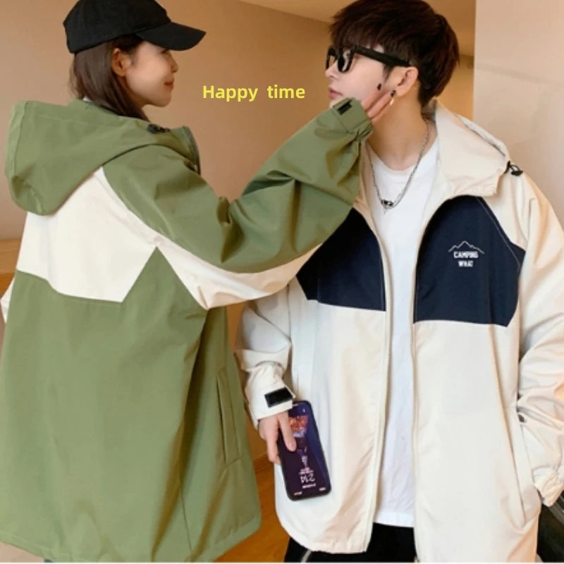 Voguable  High-End Men & Women Charge Jacket New Windbreaker Waterproof Korean Version Baseball  Jacket Ins Hooded Couple Sport Coat voguable