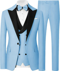 Voguable  Customized Formal Suits for Men, 3 Pieces Blazer Vest and Pants Set, One Button Wedding Dresses, Business Tuxedo Suits voguable