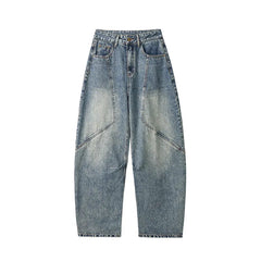 Mens Relaxed Fit Wide Leg Jeans Patchwork Design Floor Length Baggy Streetwear Casual Denim Pants 2025 Trendy Loose Trousers voguable