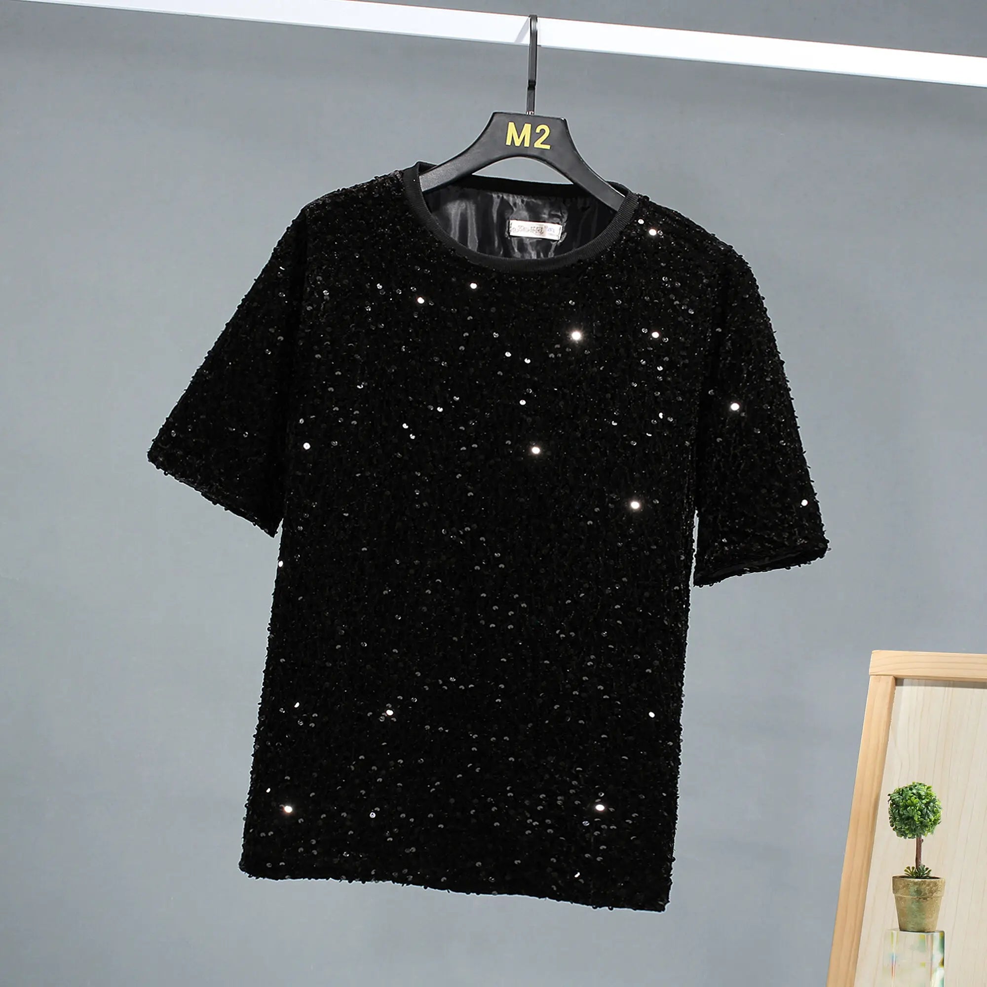 Voguable Colorful Sequin Design Personality Trendy Short Sleeved T-shirts Summer New Original Fashion High Street Men Tops voguable