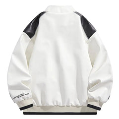 Hip Hop Racing Jacket Handsome Embroidered Stand Collar Hip-hop Letter Splicing Boys' Jacket Motorcycle Leather Baseball Uniform voguable