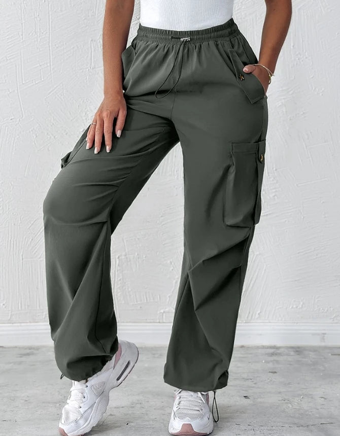 Voguable  Summer New Casual Daily Drawstring Pocket Design Cargo Pants voguable