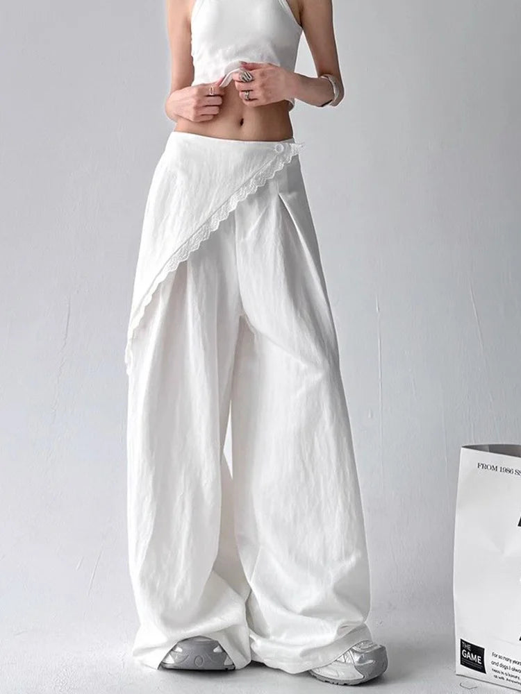 High Waist Streetwear Loose Pant Women Vintage Loose Design Wide Leg Trousers Casual All Match Summer Bf Hip Hop Pants New voguable