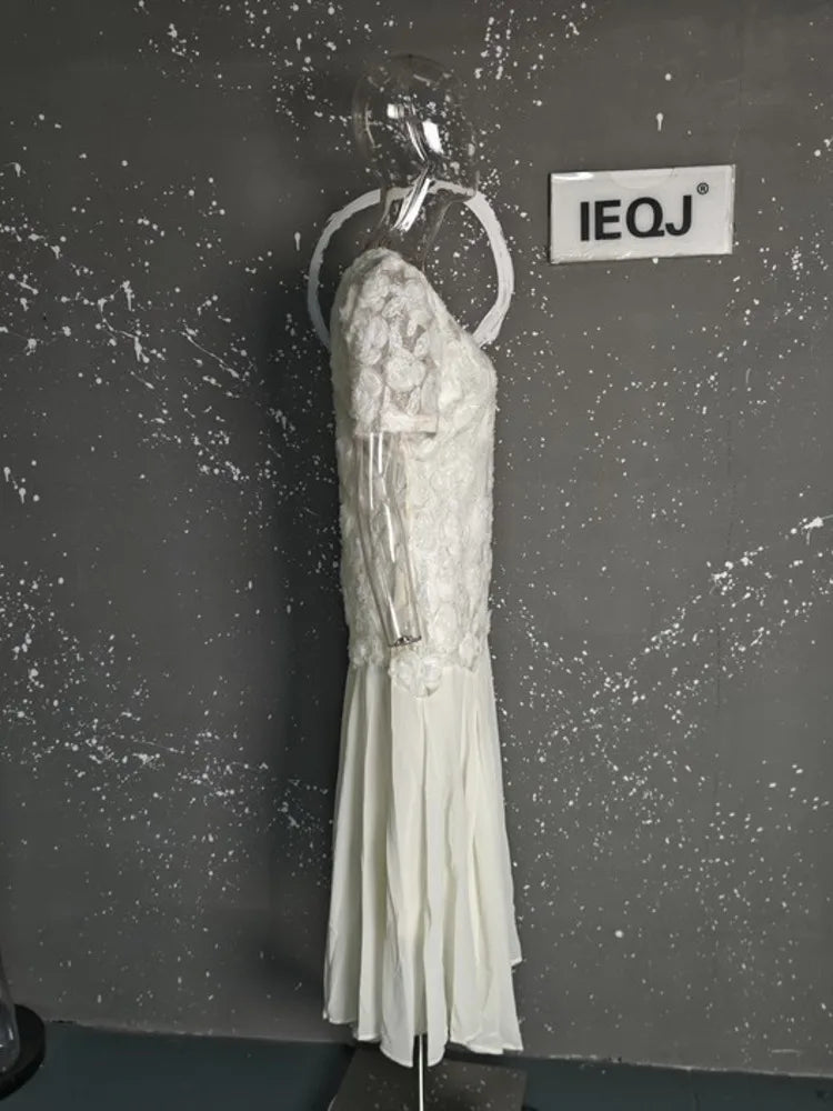 Sleeveless Fashion Women Dress Square Collar 3D Flowers Solid Color Zipper Female Party Dress New Tide voguable