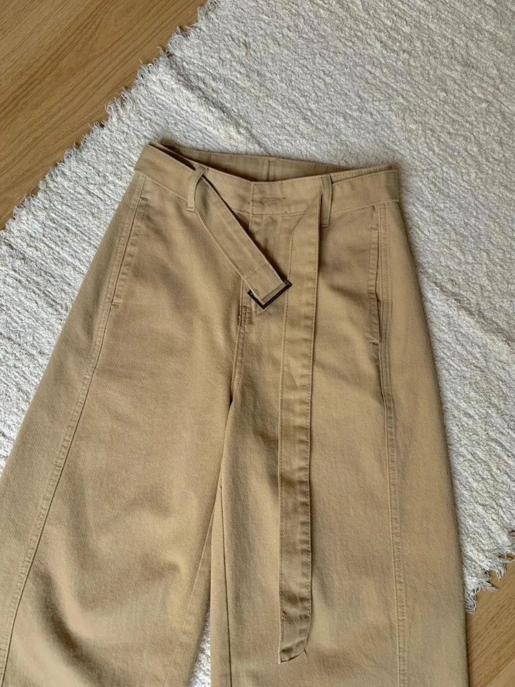 Y2K Vintage Belt Jeans Women Loose American High Waist Hip Hop Denim Pant Harajuku Retro Pockets Streetwear Khaki Trousers New voguable