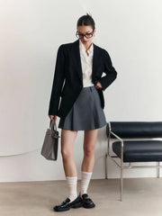 Fashion Solid Gray Pleated Short Skirt 2025 New Spring Summer High Waist A-line Women Skirts College Style Sweet Woman Clothing voguable