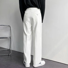 Voguable Solid Color Formal Suit Pants Men Korean Fashion Loose Casual Pants Men Harajuku Streetwear Wide-leg Straight-leg Pants Men voguable
