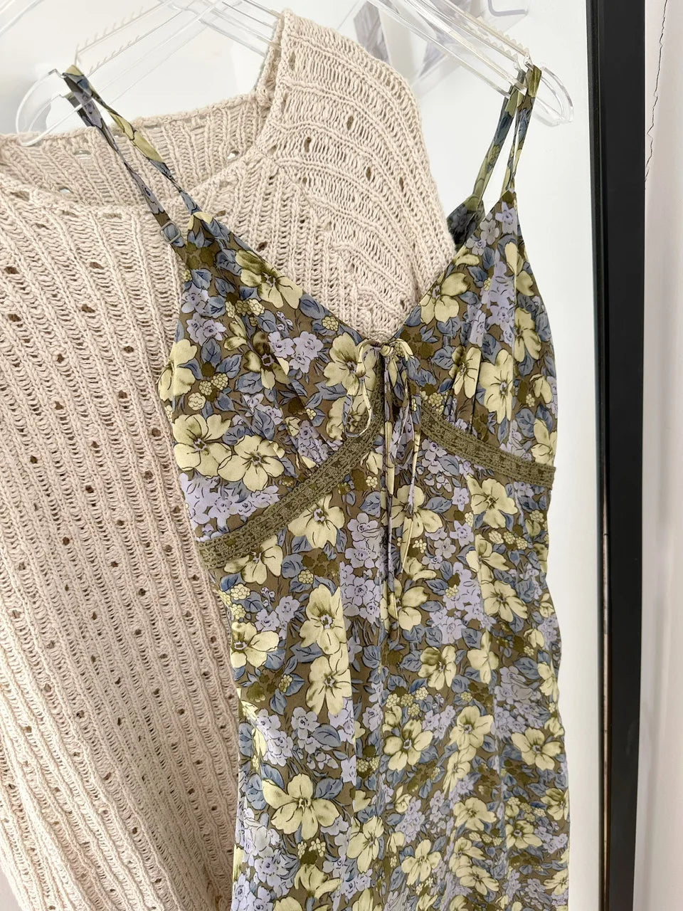 Voguable 2024 Spring Casual Sexy Style 2 Piece Set Women Round Neck Solid Sweater + Suspender Dresses Vintage Fairy Two Piece Dress Set voguable