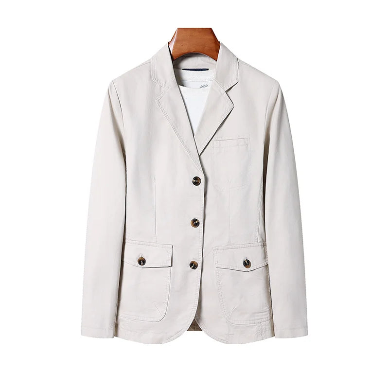 Men's Premium Suit Jacket Spring Autumn Casual Workwear Pure Cotton Jacket Men's Korean Version Slim Fit Loose Plus Size Suit voguable