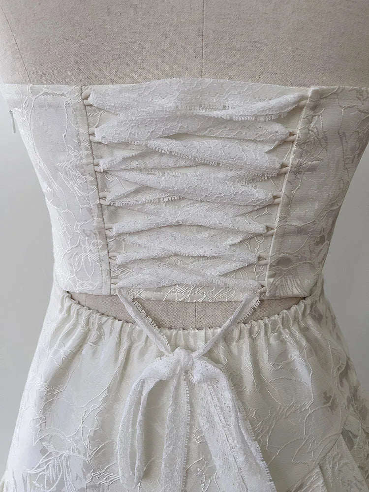 Brooch Women's Neck-mounted Dress Bandage Lace Hollow Out Sleeveless Backless V-Neck 2025 Spring New Dresses Female 3QW0005 voguable