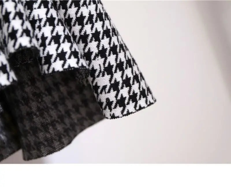 Trumpet Houndstooth Vintage High Waist Buttons Women's Skirt Korean Fashion Mermaid Mid-Calf Long Skirts For Women Spring voguable