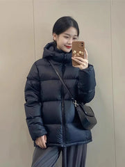 Zoki Winter Cute Pink Puffy Parkas Women Warm Thick Long Sleeve Sweet Cotton Coat Casual Stand Collar Preppy Style Korean Jacket voguable