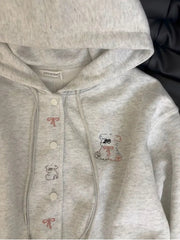 Cartoon Embroidery Cute Hoodies Women Vintage Oversize Loose Long Sleeve Sweatshirts Preppy Style Kawaii Japan Lady Outwear Tops voguable