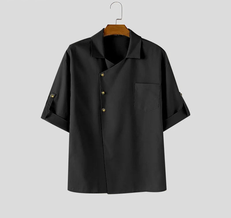 Men Shirt Lapel Short Sleeve Solid Color Casual Men Clothing Summer Streetwear 2025 Fashion Oversize Male Shirts Tops INCERUN voguable