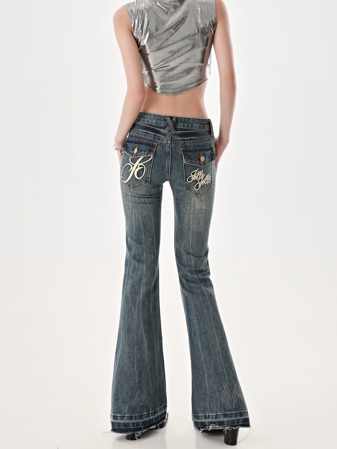 American High Street Spicy Girls Low Waist Jeans Women Autumn Vintage Y2k Design Sense Slim Fit Straight Tube Micro Flare Pants voguable