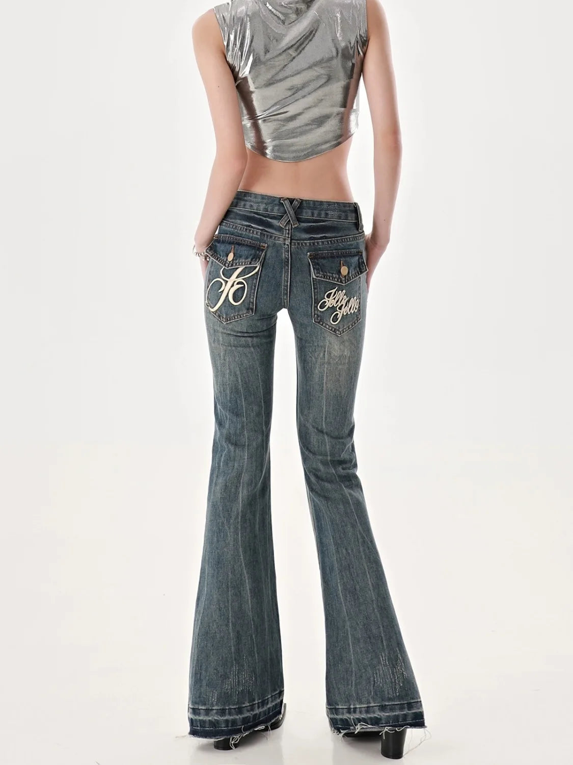 American High Street Spicy Girls Low Waist Jeans Women Autumn Vintage Y2k Design Sense Slim Fit Straight Tube Micro Flare Pants voguable