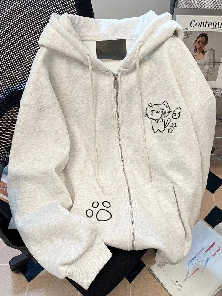Japan Kawaii Cartoon Hoodies Women Vintage Preppy Style Cute Sweet Sweatshirts Loose Long Sleeve Lady Y2K Fall Winter Tops voguable