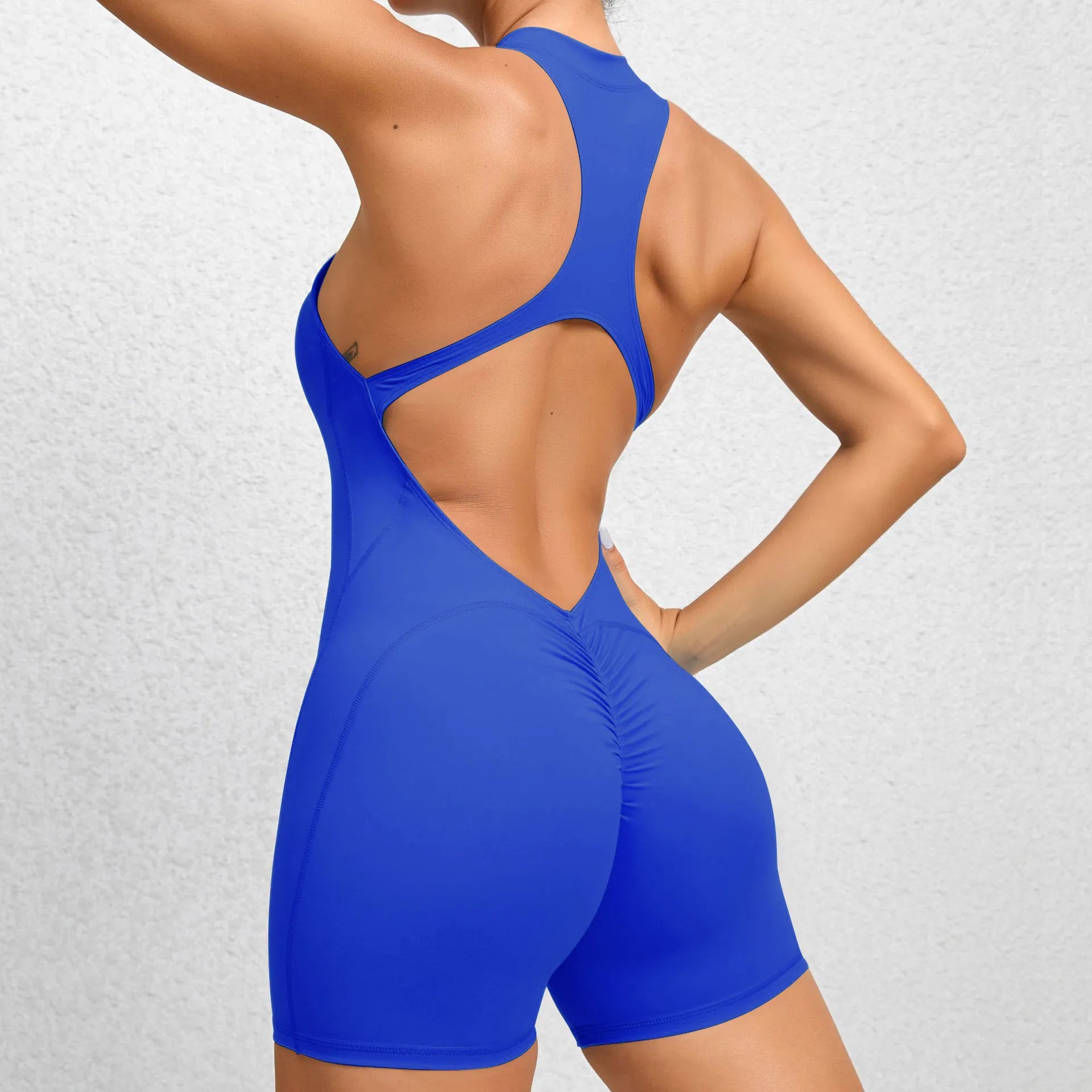 Voguable  Women V Backless Jumpsuit Workout Bodysuit Sleeveless Gym Bodycon Sportswear Fitness Yoga Suit One Piece Outfit voguable