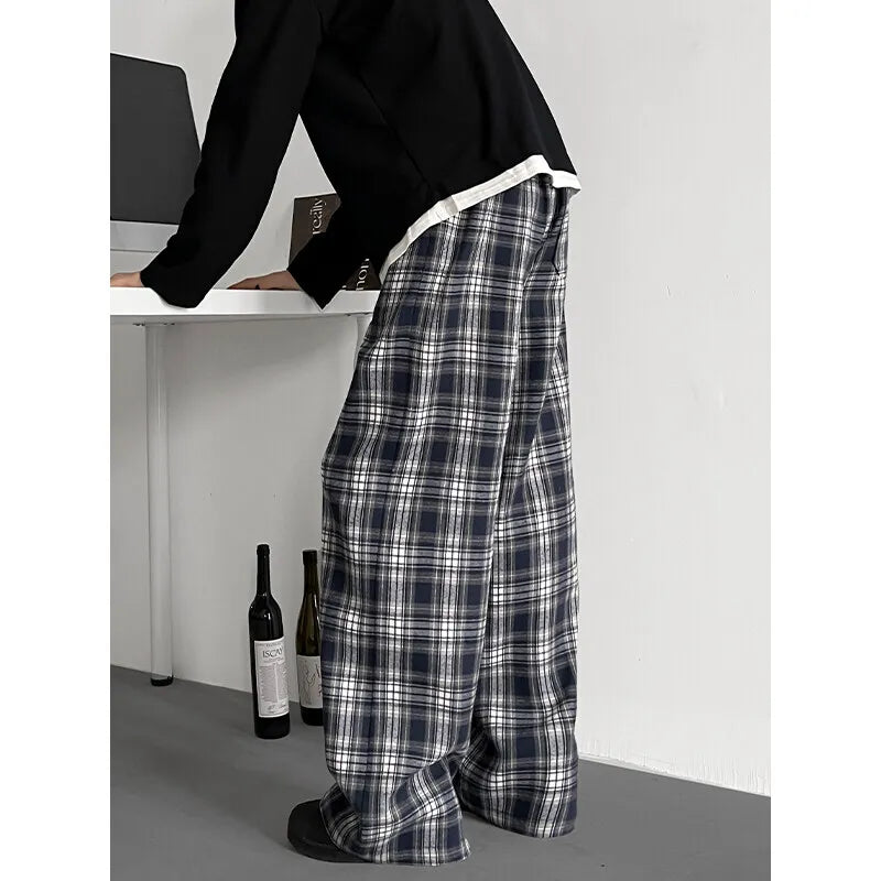 Summer Casual Pants Men Oversized Retro Plaid Pants Men Streetwear Hip-hop Loose Wide Leg Pants Mens Trousers Plus Size 5XL voguable