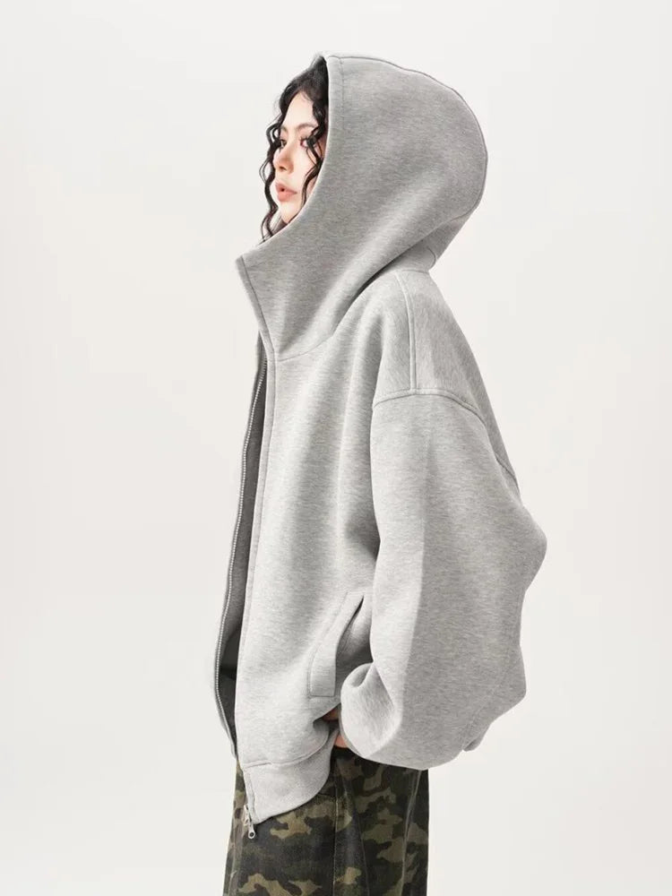 Zoki Y2K Black Hoodies Women Streetwear Oversize Loose Long Sleeve Retro Sweatshirt American Harajuku Vintage Bf Tops Coats New voguable